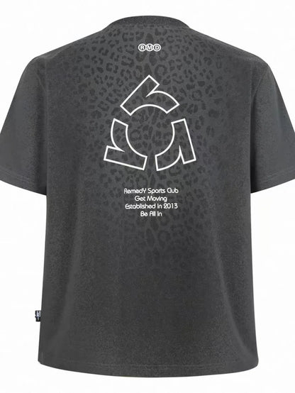 Sweat Reactive Leopard Print T-Shirt - Gray