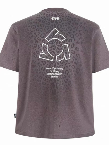 Sweat Reactive Leopard Print T-Shirt - Gray