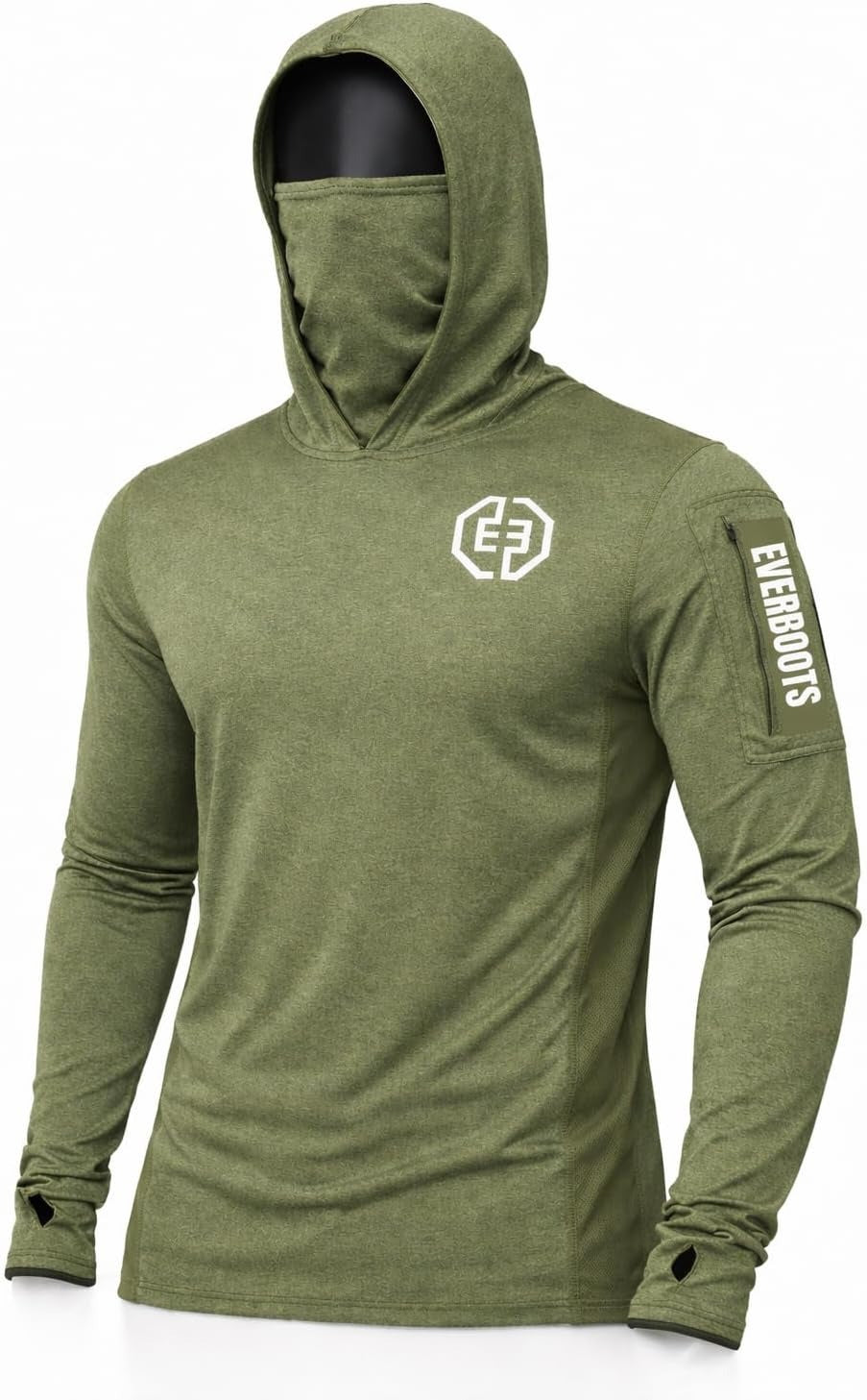 EVER BOOTS UPF +50 Long Sleeve Mens Sun Hoodie Shirt,Fishing Workout Shirt