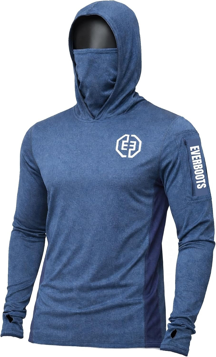 EVER BOOTS UPF +50 Long Sleeve Mens Sun Hoodie Shirt,Fishing Workout Shirt