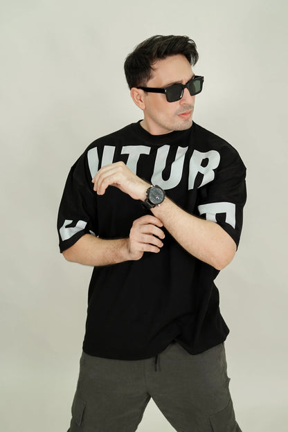 Black Neon Reflector Oversized Tee